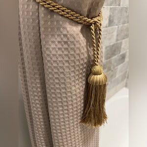 Gold tassel shower curtain tie back holder